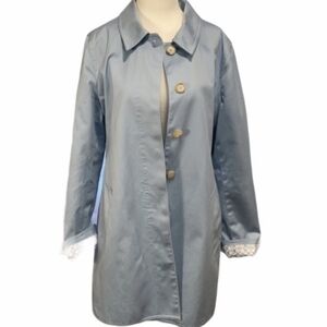 Coach Raincoat Trench Coat Blue Interior Signature Print Size Medium